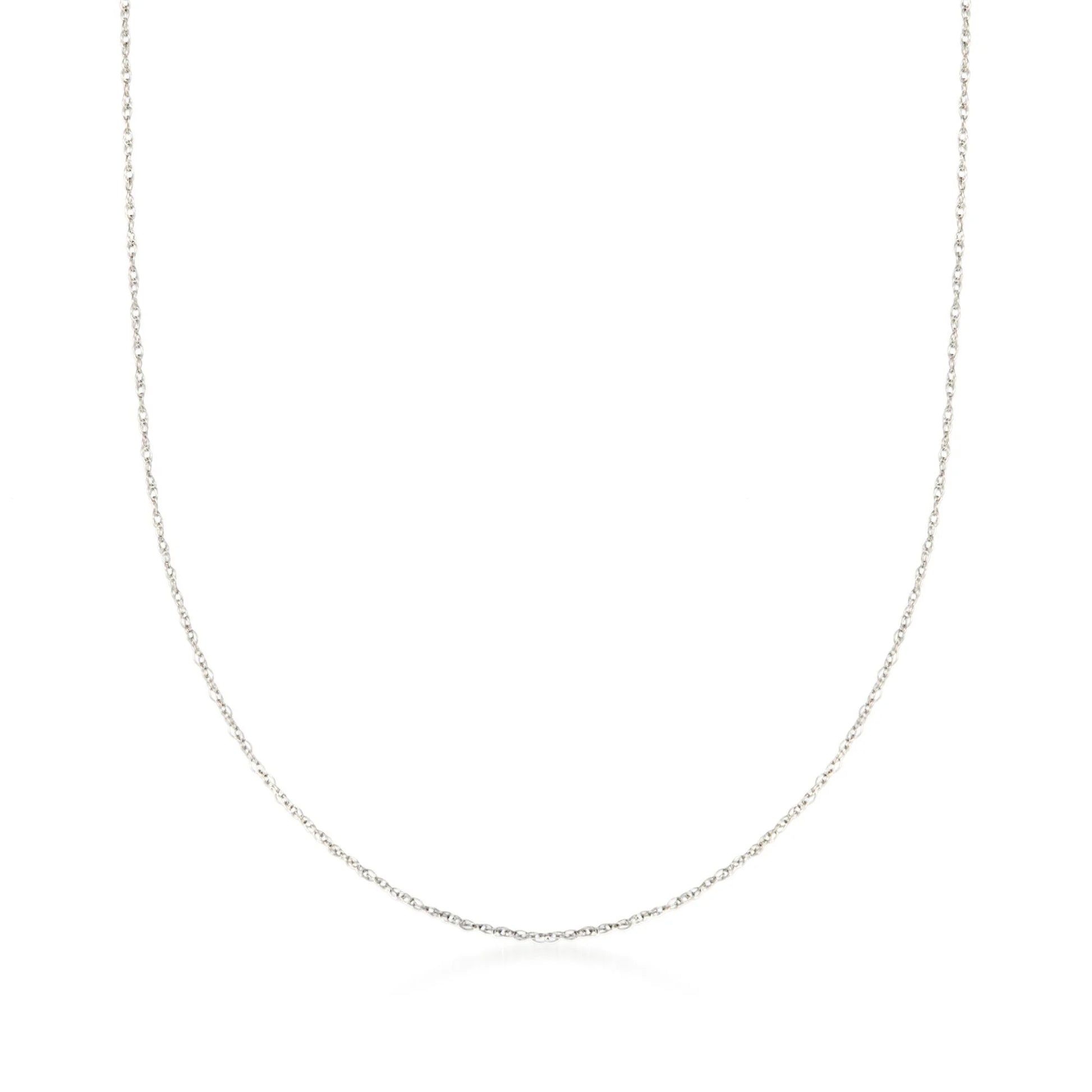 0.7Mm 14Kt White Gold Rope-Chain Necklace, Women'S, Adult